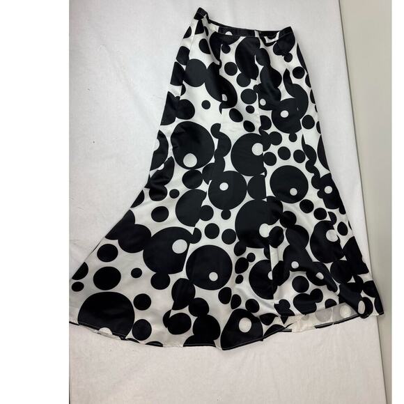 Whimsical Twee Polka Dot Full A-Line Maxi Skirt Black White Playful Venus Size 6 - Picture 7 of 9